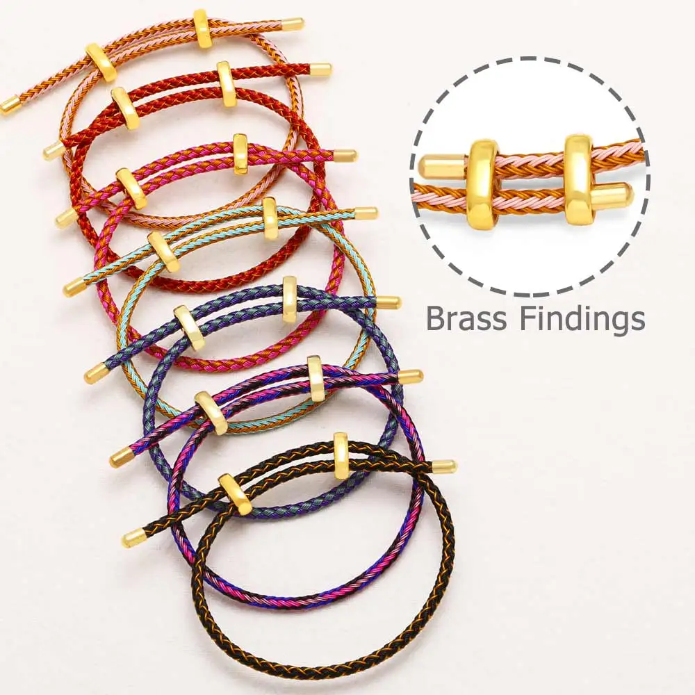 OCESRIO Fashion Mixed Color PU Leather Brass Bracelet Chain Thread String Adjust Stainless Steel accesorios de joyería brtj68