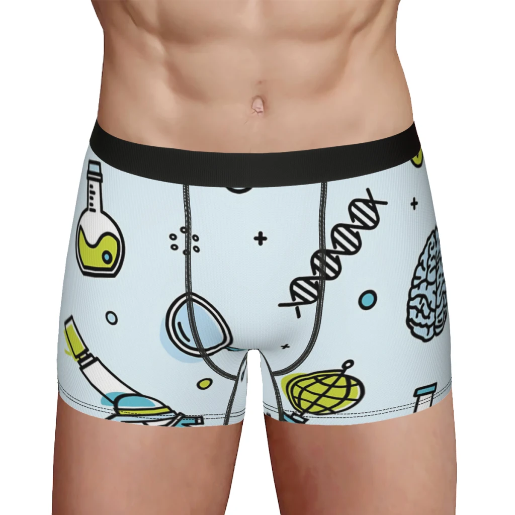 Laboratory Pattern Blue Green Chemistry Pattern Underpants Cotton Panties Male Underwear Sexy Shorts Boxer Briefs