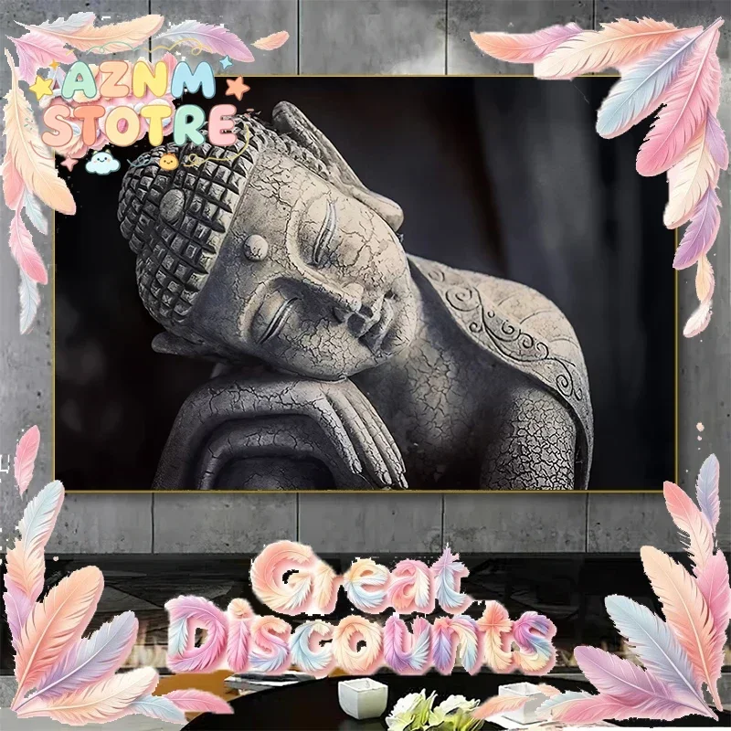 Black And White Meditating Buddha Statue Posters Prints Canvas Painting Buddhism Wall Art Pictures for Living Room Home Decor