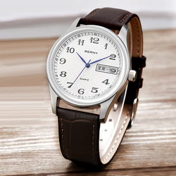 BERNY Fashion Women Wristwatch Leather Ladies Clock Luxury Brand Day Top Calendar Female Quartz Watch For Women Waterproof 3ATM