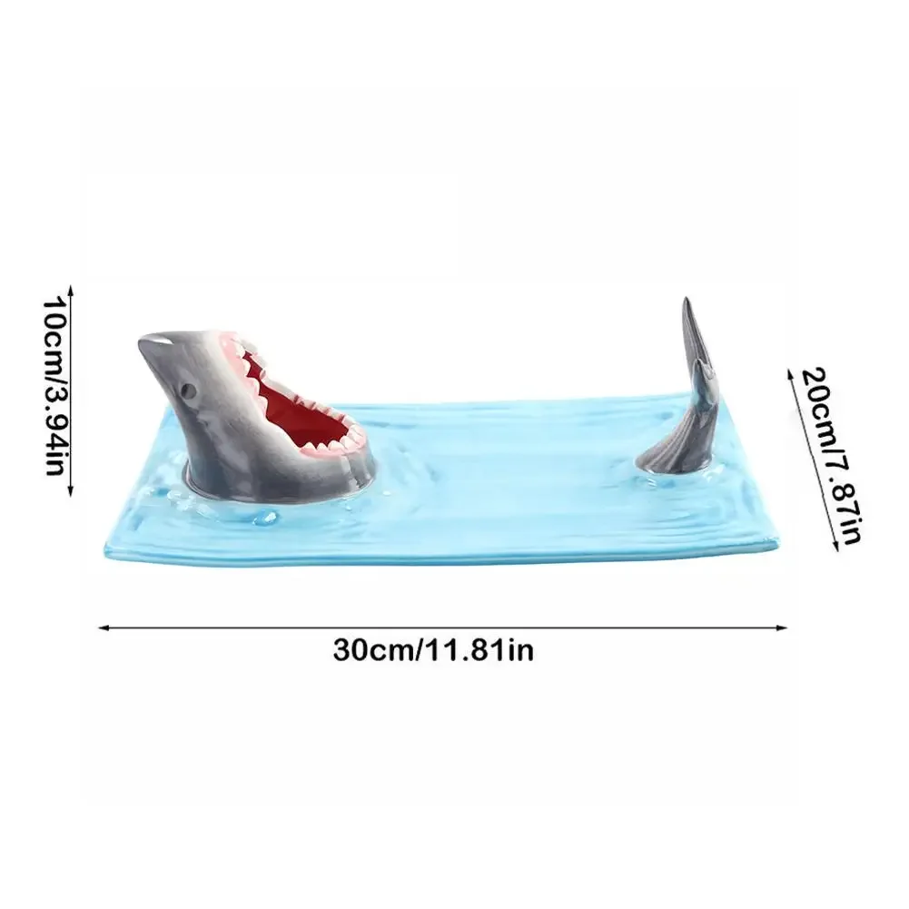 Japanese Internet Celebrity Seaside Shark Ceramic Plate Kitchen Beautiful Decoration Plate Sushi Dumpling Tableware Plate