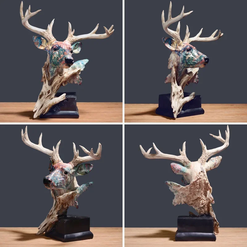 

[VIP] Nordic Simulation painting painteDeer Head Ornament sculpture Home Decoration Gift Resin office statue crafts