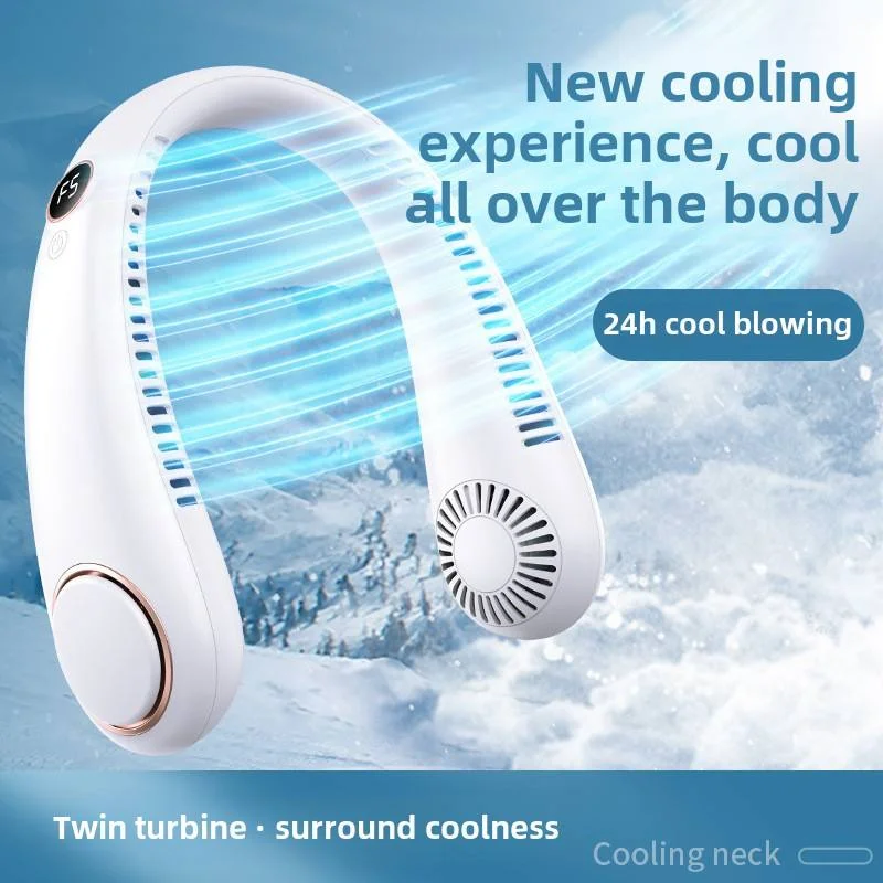 New Mini Neck Mounted Fan Portable Bladeless Neck USB Rechargeable Air Cooler 5 File Speed Summer Sports Fan Outdoor Sports Fans