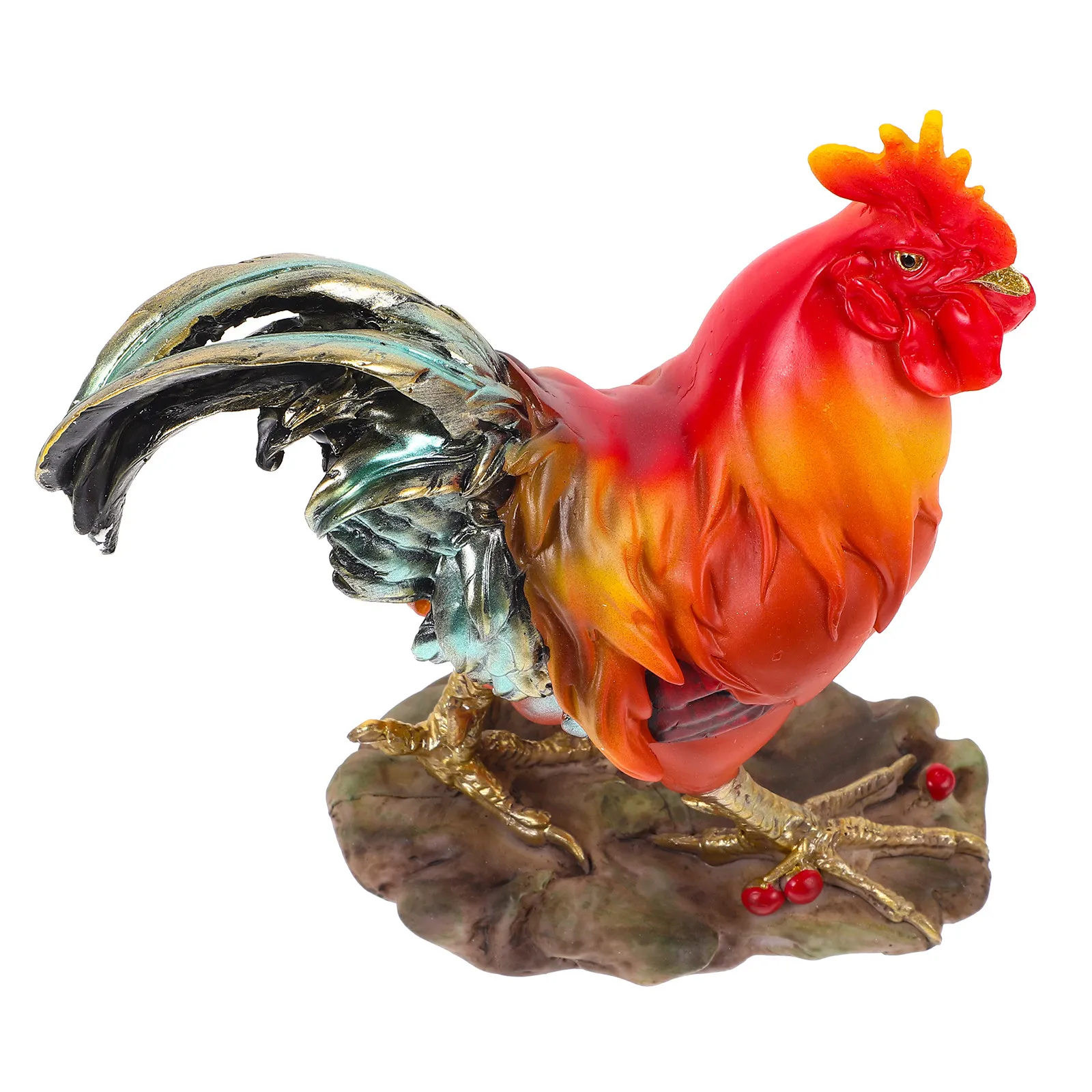 

Lifelike Rooster Sculpture Resin Garden Statue Weatherproof Sun Fade Resistant Home Office Desk Decor Rooster Garden Ornament