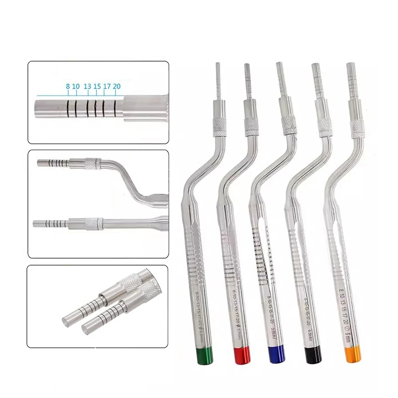 5pcs Dental Implant Osteotome set Dental tooth extraction tool maxillary Sinus Lift Bended straight Concave Tips