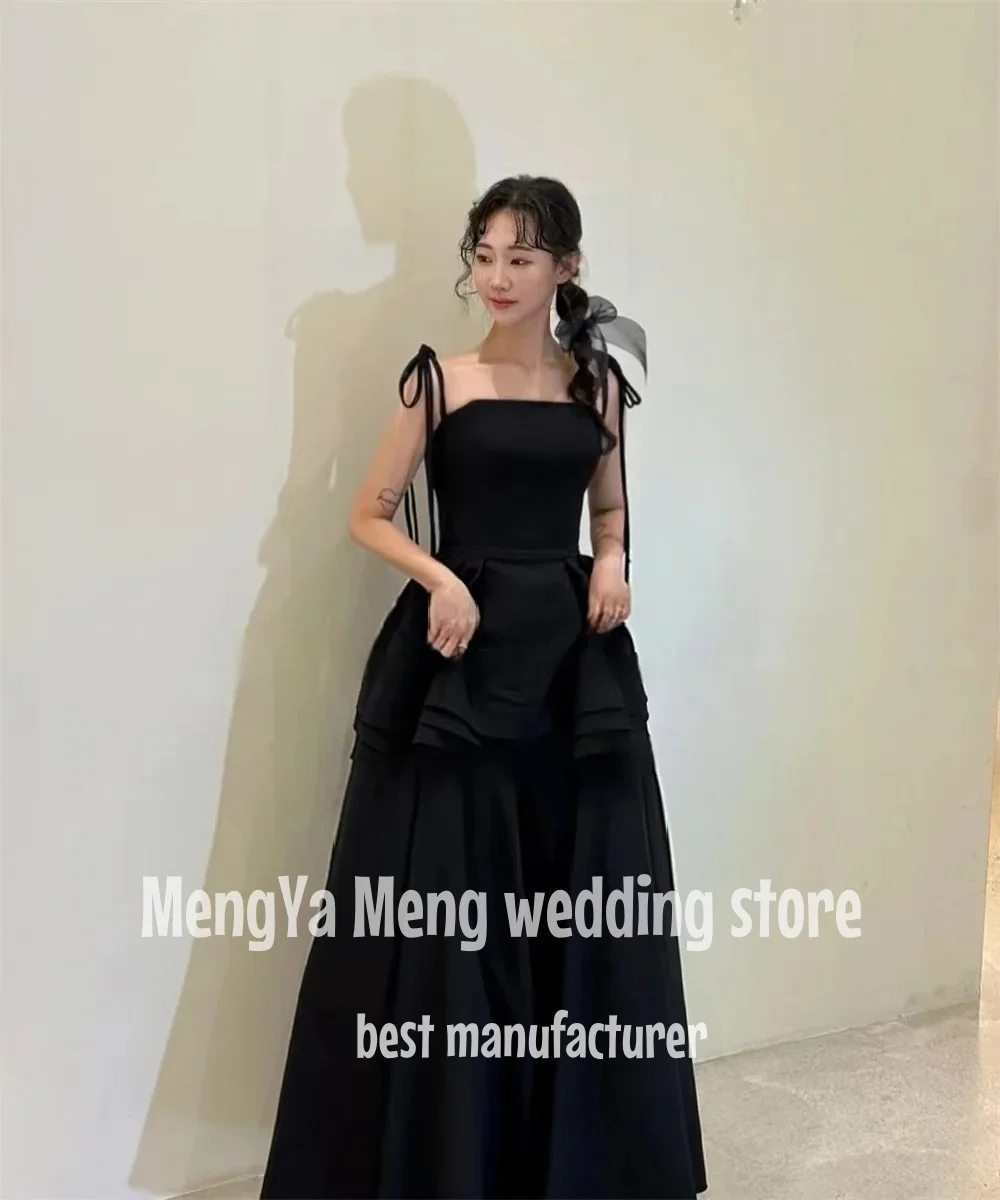 ZHUISHU 2025 NEW Vintage Black Korea Evening Dresses Spaghetti Straps Customized Tiered Bridal Reception Dress Vestidos De Novia