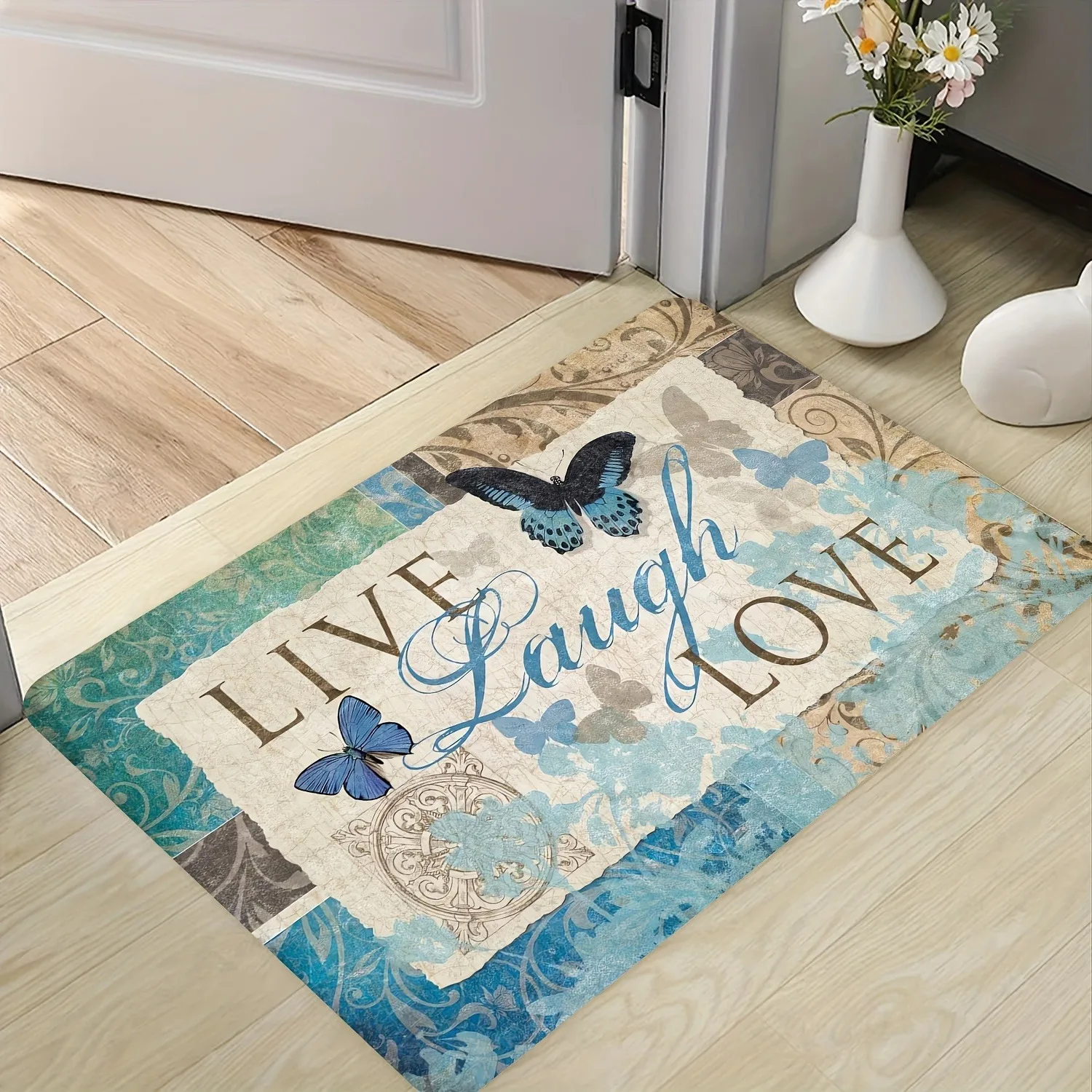 

1PC LIVE LAUGH LOVE Charactor Door Mats Pattern Kitchen Rugs Non-Slip Bedroom Rugs Bath Mat Carpet for Home Sink Laundry Decor