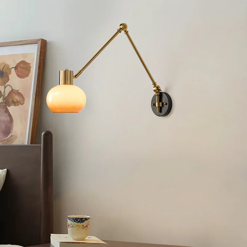 

Cream wind rocker arm antique bedroom bedside wall lamp Bauhaus displaceable bedroom grapefruit wall lamp