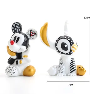 Disney-Ponto Mickey Mouse Action Figure, Figuras do Anime dos Desenhos Animados, Preto, Dourado, Carro, Decoração para Casa, Presentes de Aniversário Infantil 10 principais vendas bonecos turma do mickey - №8
