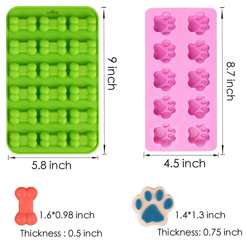 Puppy Dog Paw and Bone Silicone Molds Food Grade Baking Molds for Chocolate Jelly Ice Cube Dog Treats Biscuits Reusable Bakeware