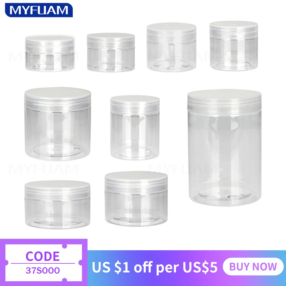 5Pcs Klare Nachfüllbar Flasche Jar Deckel Leere Kosmetische Container Make-Up Reise Cearm Flasche Gläser 30/40/50/60/80ml 100ml 120ml 200ml