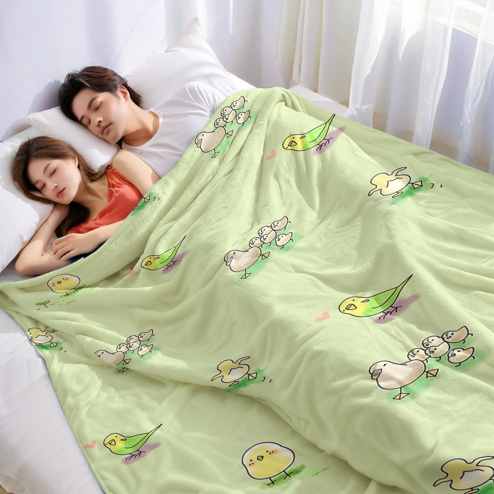 Pastel Bird Chicks Ultra Soft Sherpa Fleece Blanket Fluffy Warm Halloween Cozy Throw for Sofa Couch Bedroom Gift All season