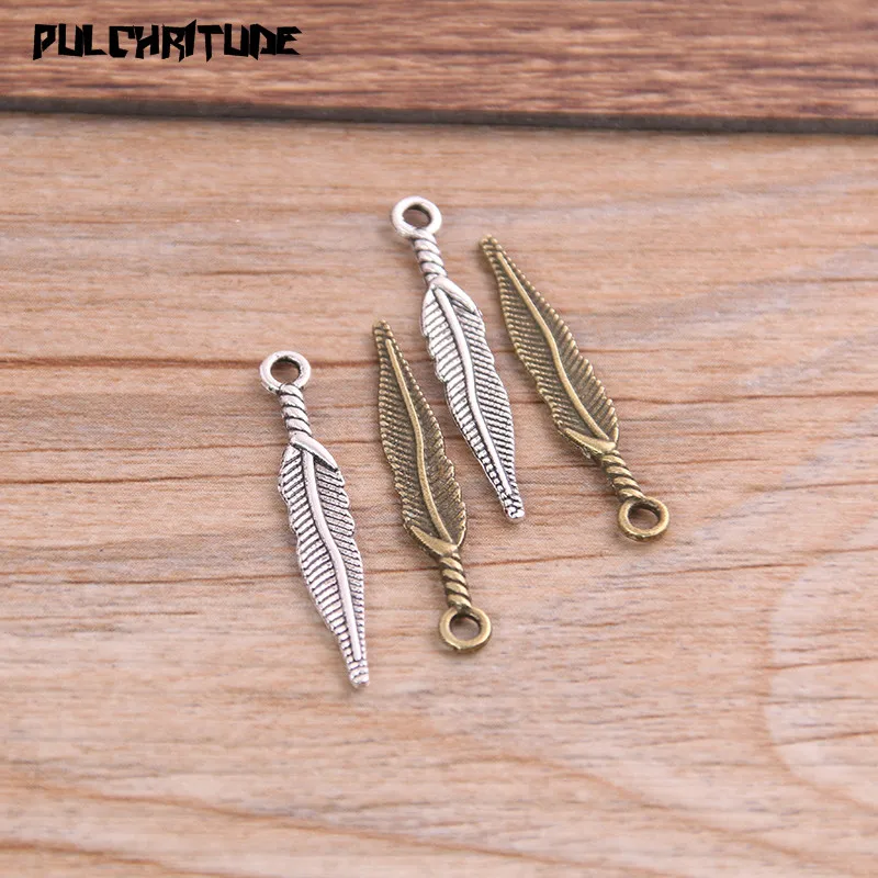 60PCS 4*28mm Two Color Metal Zinc Alloy Double-faced Wing Charms Fit Jewelry Pendant Charms Makings