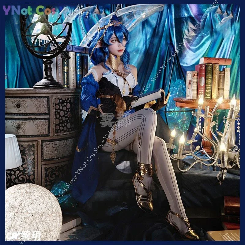 لايلا فستان تنكري مع شعر مستعار للنساء ، زي تأثير جينشين ، أنيمي آلهة ، حفلة الهالوين ، ملابس اللعبة