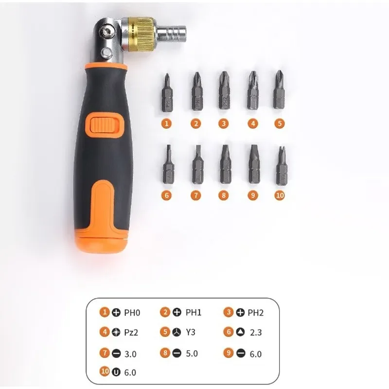 10 In 1 Hidden Screwdriver Bit Set Multi Angle Ratchet Corner Screw Driver Multi functional Mechanical Professional Hand Tools