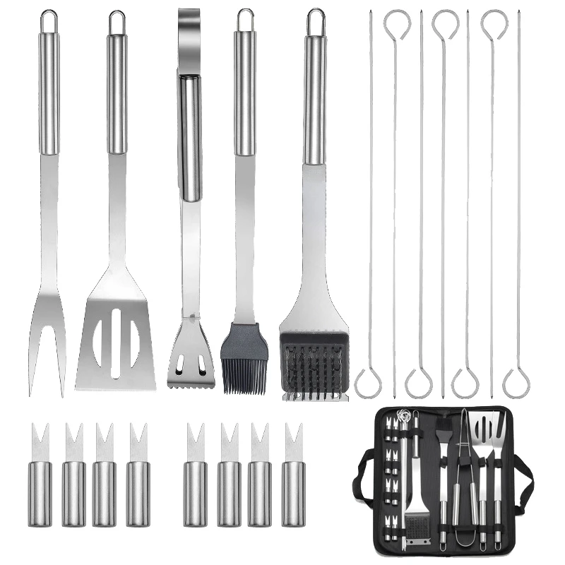 20PCS/Set Barbecue Tool Stainless Steel Barbecue Tools Sets Kitchen Utensil Set BBQ Grill Tools Kit Barbecue Accessories