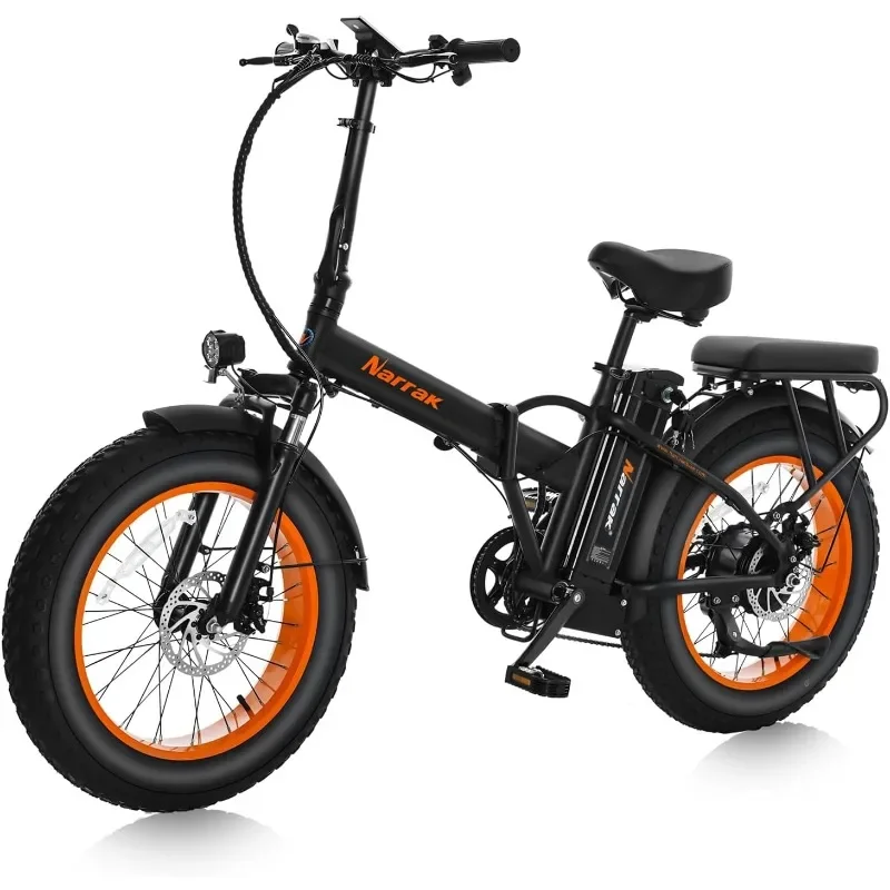 

NARRAK Fat Tire Folding Electric Bike, 48V & 624Wh Lithium Removable Battery, Peak 1100W Brushless Motor, Max Speed 20Mph