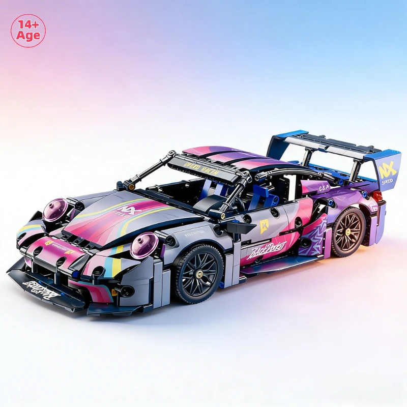 

1:14 Building Block Car Children's Toys Colorful Cyberpunk Starry Sky Sports Car Assembly Set Gift Boy Building Blocks Racing