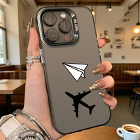 Paper Plane Jet Silhouette Hard Phone Case for Iphone 16 15 14 13 12 11 Pro Max Mini Shockproof Anti-Scratch Protective Cover