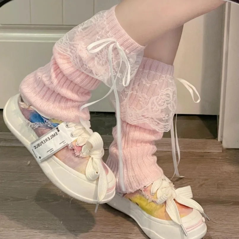 Leg Warmers Ankle Womens Bow Winter Warm Stretch Knitted Thermal Ladies Thick Wool Cuff Boot Socks Calf Female Gaiter Lolita