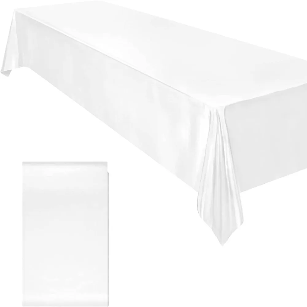 Elegant Satin Tablecloth Rectangular Solid Color Wedding Banquet Table Decoration Durable Anti Dust Protective Fabric Linens