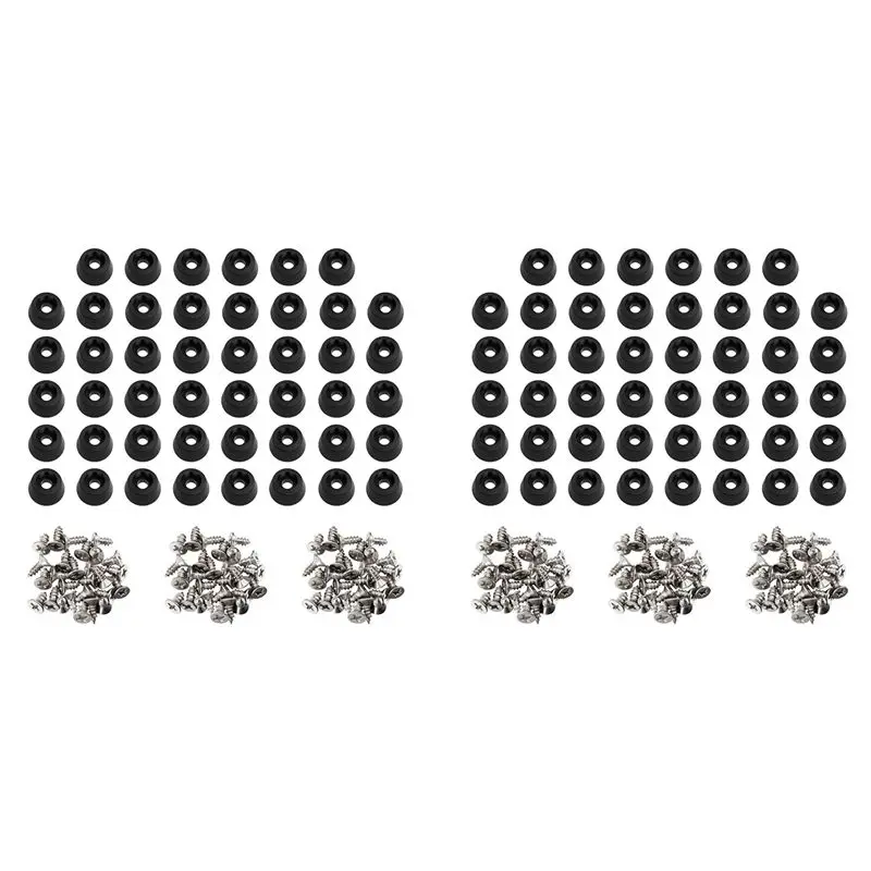 A04G-240 Pcs Soft Cutting Board Rubber Feet With Stainless Steel Screws 0.28 X 0.59 For Furniture, Electronics And Appliances