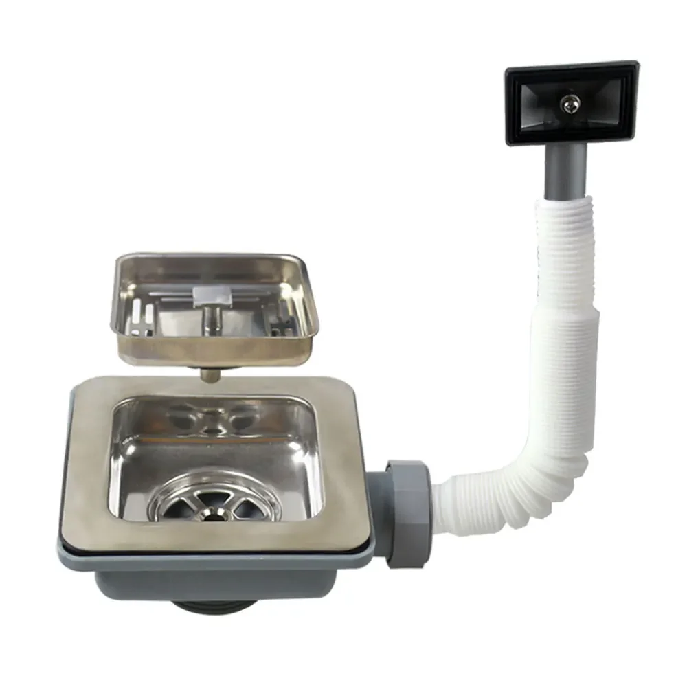 

Talea Deluxe 304 Stainless Steel deodorizing Kitchen Sink Single strainer Basket Drain Set with Drain Pipes Square sink strainer