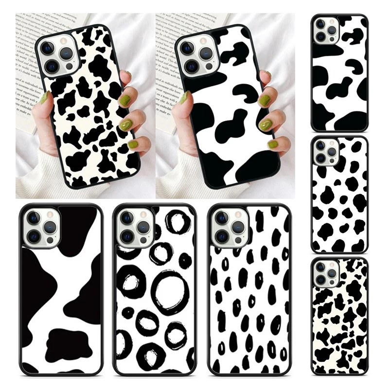 Spotted Cow Skin Print Slim Phone Case Cover for iPhone 16 15 SE2020 13 11 12 Mini Pro Max Max 6 7 8 Plus coque fundas Shell