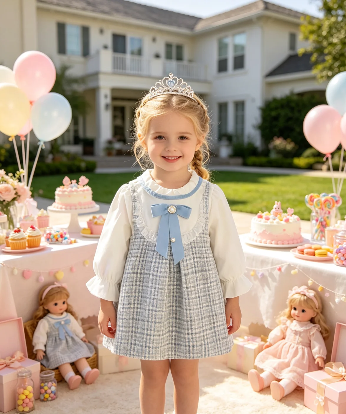 Girls Long Sleeve Skirt Cute Loose Dress Outer Wear  New Korean StyleClothing Kids Casual Fashion Round Neck Bow Skirt