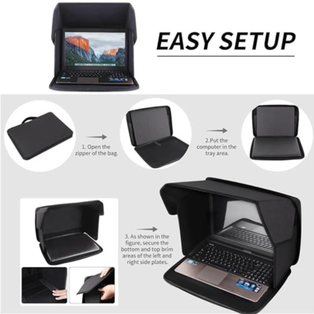 Portable Foldable Laptop Sun Shade Hood Case 14/16 Inch Anti-Glare Laptop Sunshade Tent Privacy Screen Shield Outdoor Work