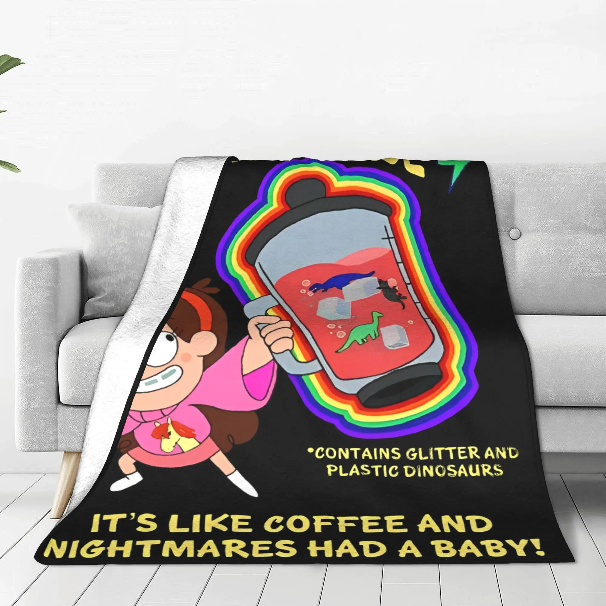 Gravity Falls Mabel Juicing Blankets Funny Coffee Flannel Awesome Warm Throw Blankets for Bedroom Decoration Office