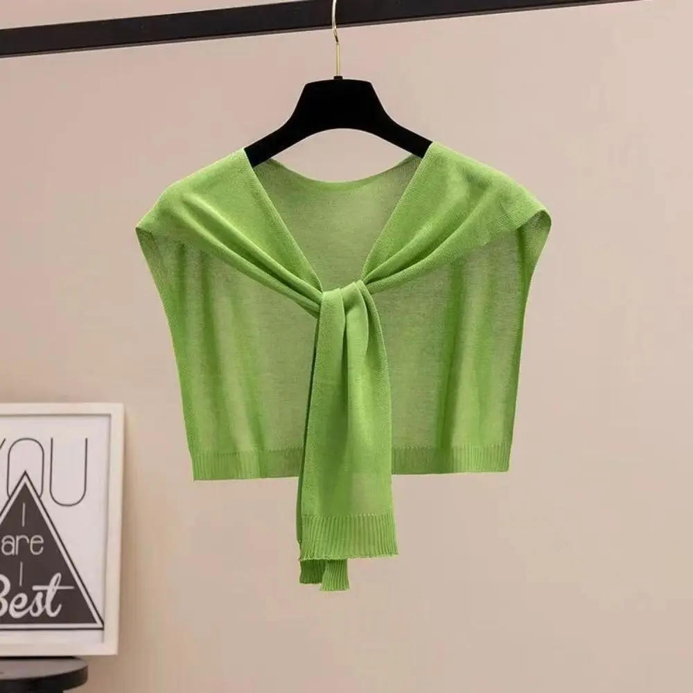 Fashion Thin Knitted Shawl Knot Design Lightweight Fake Collar Neck Guard Air Conditioning Scarf Women Girls