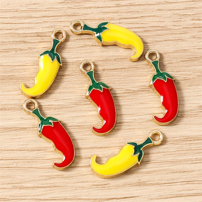 10 قطعة 8x22 مللي متر لطيف المينا الفلفل الحار Charms المعلقات ل إسقاط أقراط القلائد أساور Crafts بها بنفسك الحرف اليدوية صنع المجوهرات #1