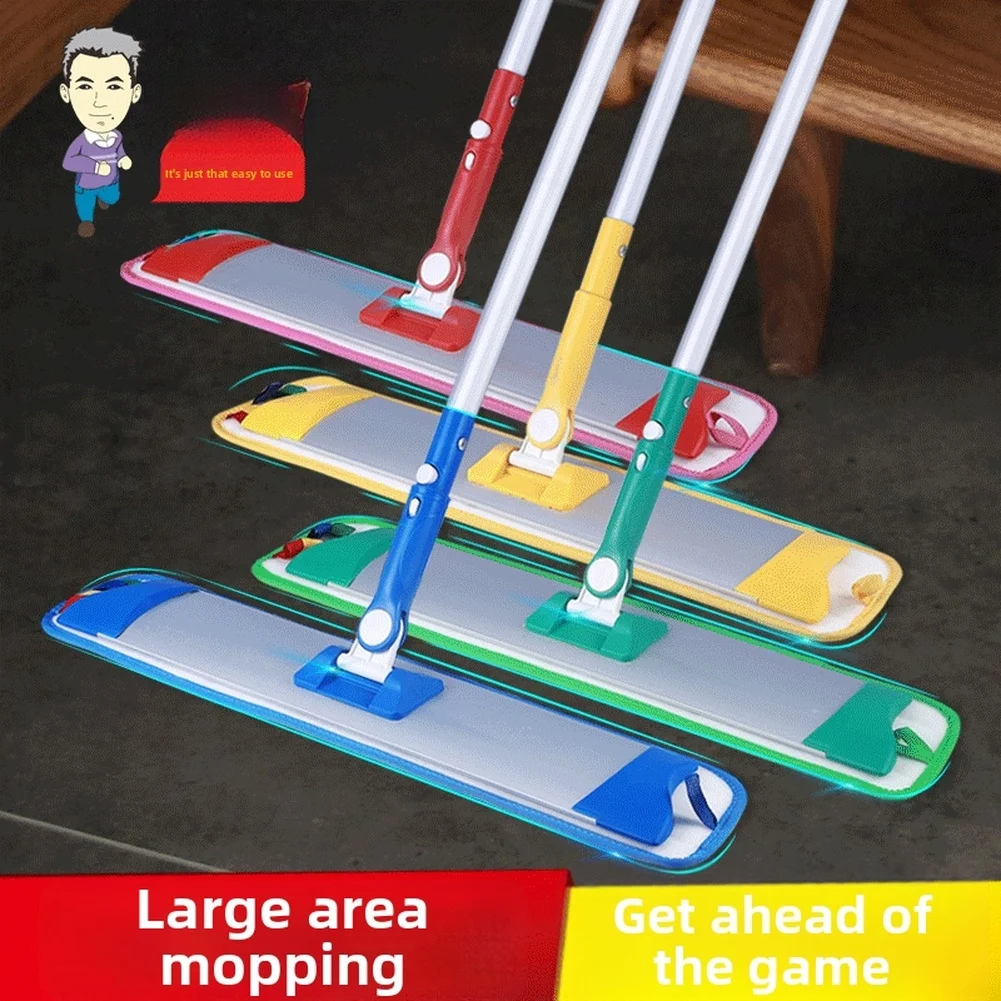 Flat Mop System with Aluminum Alloy Frame Superfine Microfiber Pad and Full Rotation Head for Comprehensive Coverage