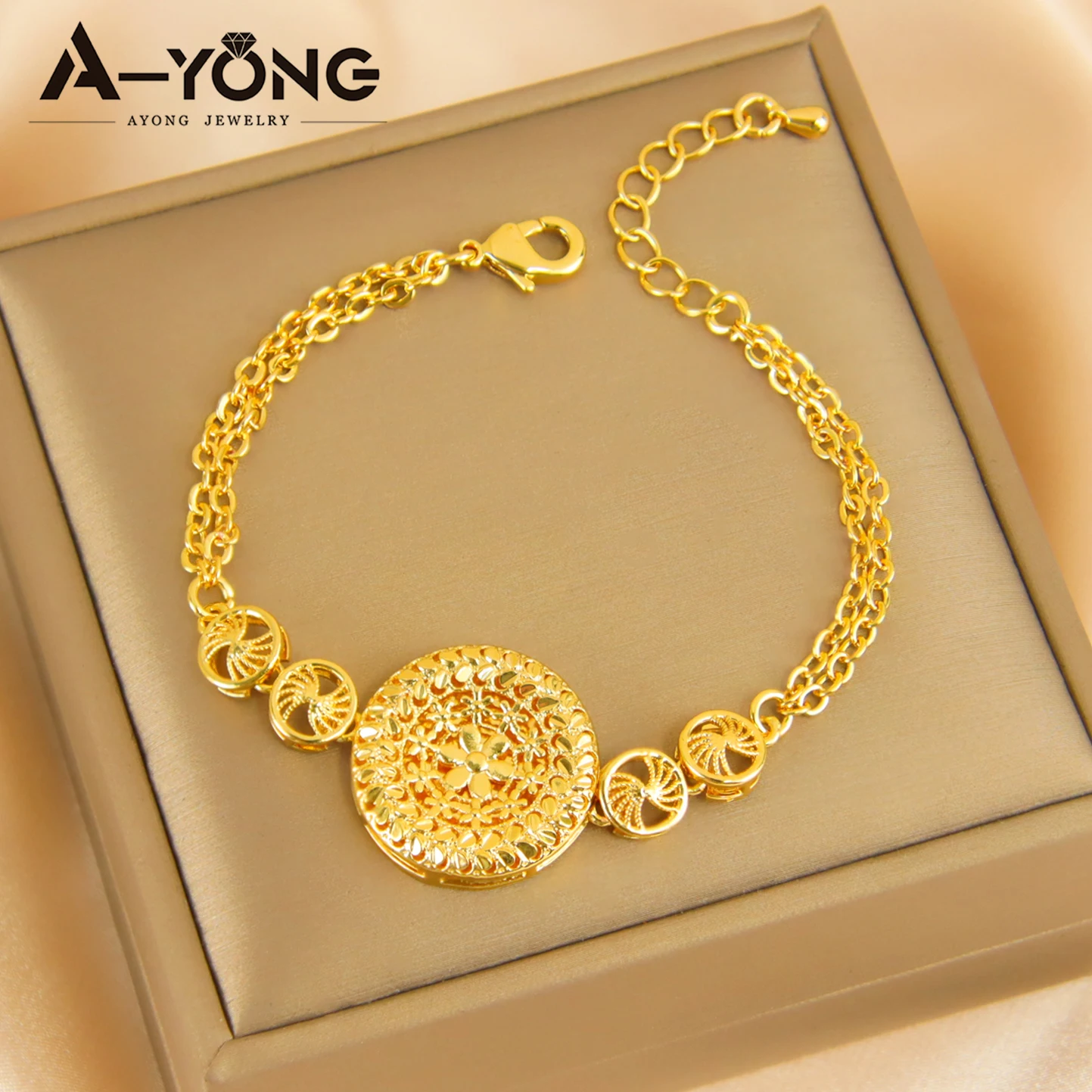 Äthiopisches Brautschmuck-Set 24k Vergoldet Dubai Elegante Halskette Armband Ohrringe Habesha Damen Vintage Schmuck – Detail 7