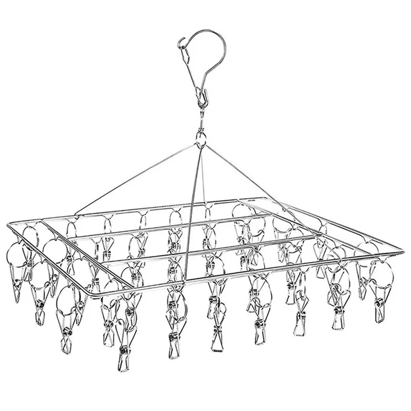 

ABWP-3X Sock Drying Racks Laundry Drip Hanger Rectangle With 30Pcs Pegs Indoor Outdoor Clothesline Hanging