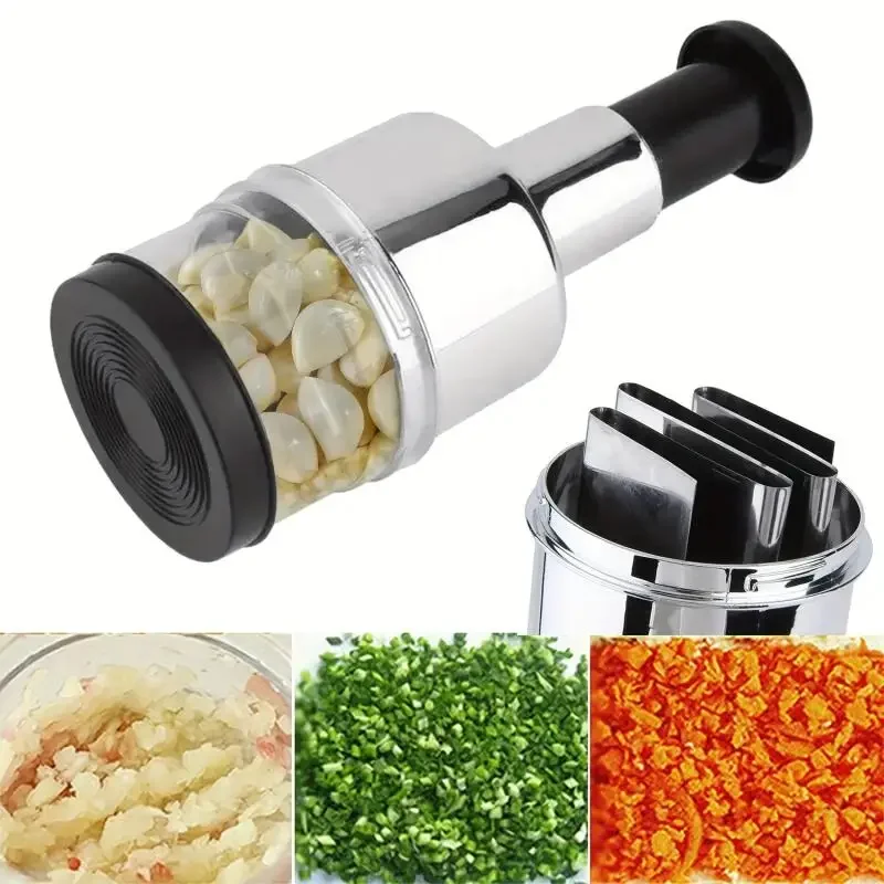 

Manual Onion Chopper Stainless Steel Garlic Presser Food Crusher Cutter Meat Mincer Hand Press for Vegetable Kitchen Tool Useful