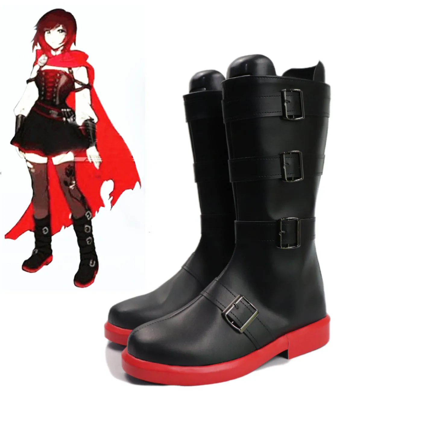 

Ботинки Ruby Rose для косплея, черные, красные, для карнавала, вечеринки, Хэллоуина, Рождества, на заказ