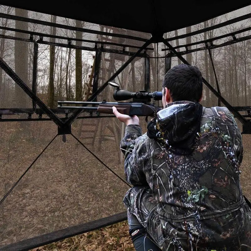 2-3 Person Hunting Blind Portable Pop Up Ground Tent with Carry Bag and Storage Pocket view 2