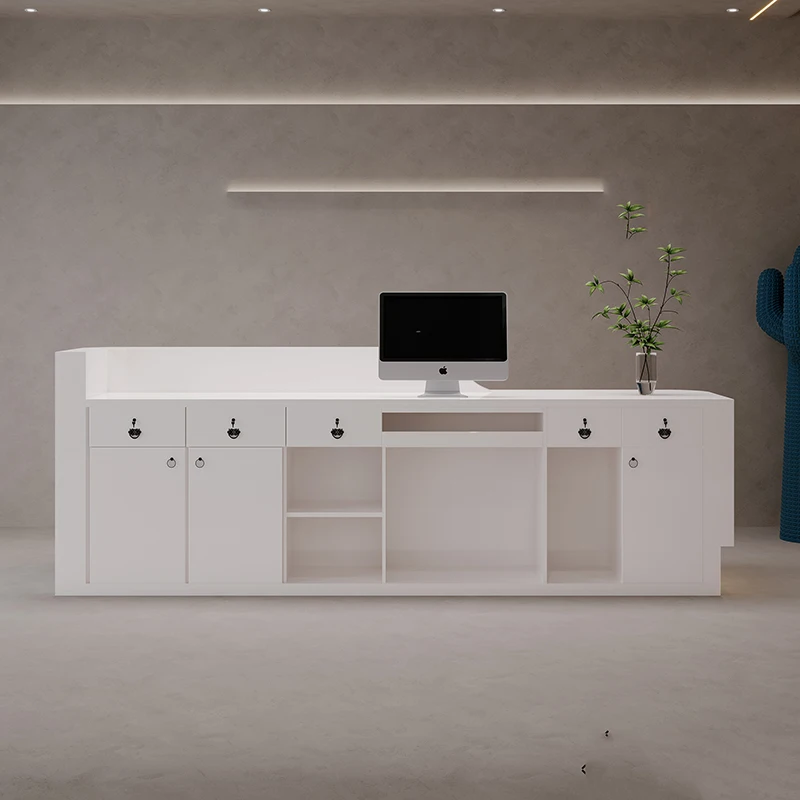 White Modern Reception Desks Office Luxury Information Bar Beauty Reception Desks Conference Mueble Para Negocio Room Furniture