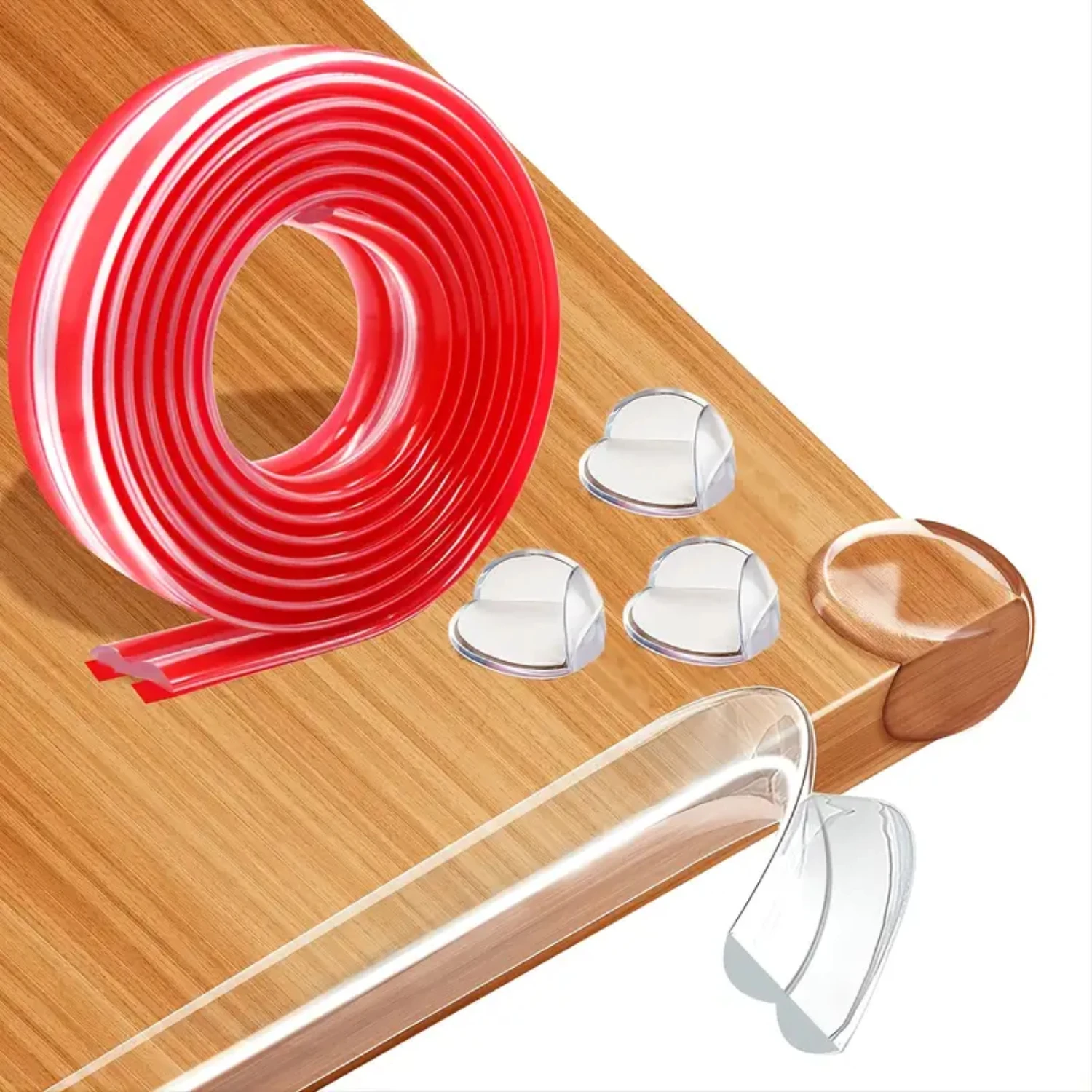 Baby Contrast Corner Baby Proofing, 9.8ft(3M) Clear Edge Protector Strip And 4PCS Transparent Round Corner Protectors Guards For