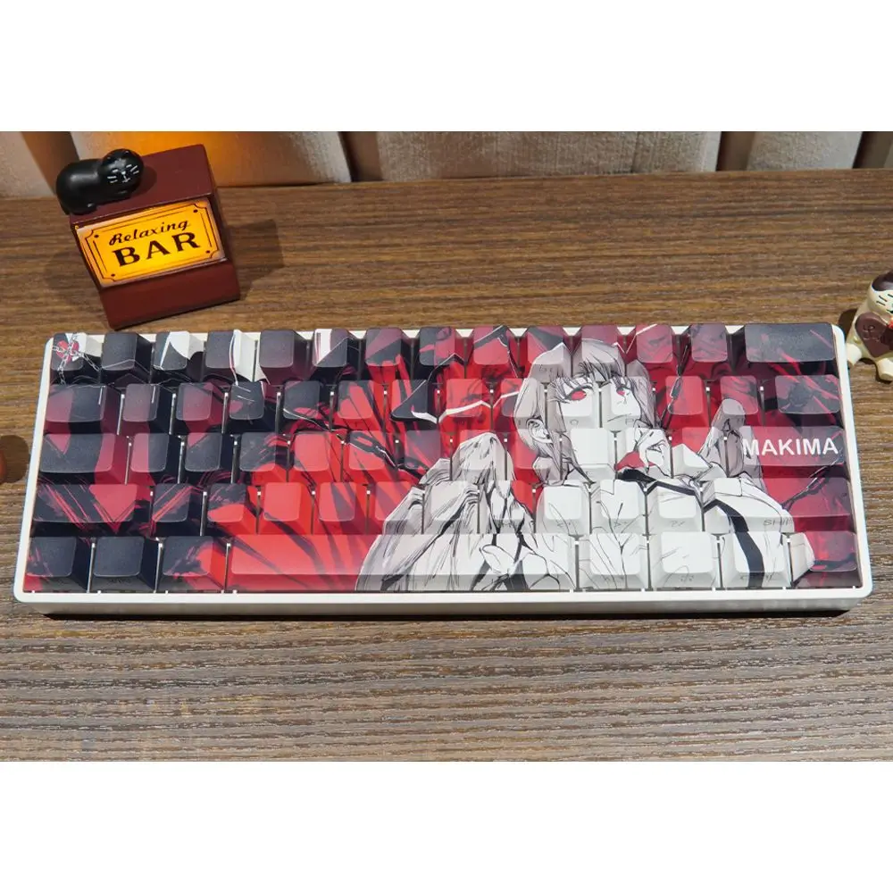 Makima Keycaps  Anime Kwycap Cartoon PBT Keycap Chreey Keycaps Japan Key Cap Dye-sub Mechanical Keyboard Caps for 60/64/68/75