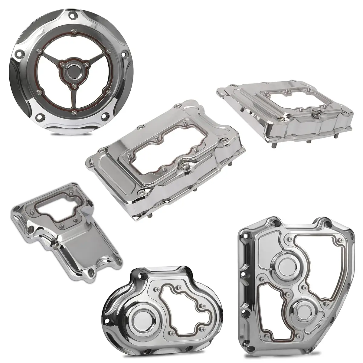 CNC Clarity Engine Hood Kit for Touring 2007-2013 Transparent Cam Crankshaft Transmission Cover Black