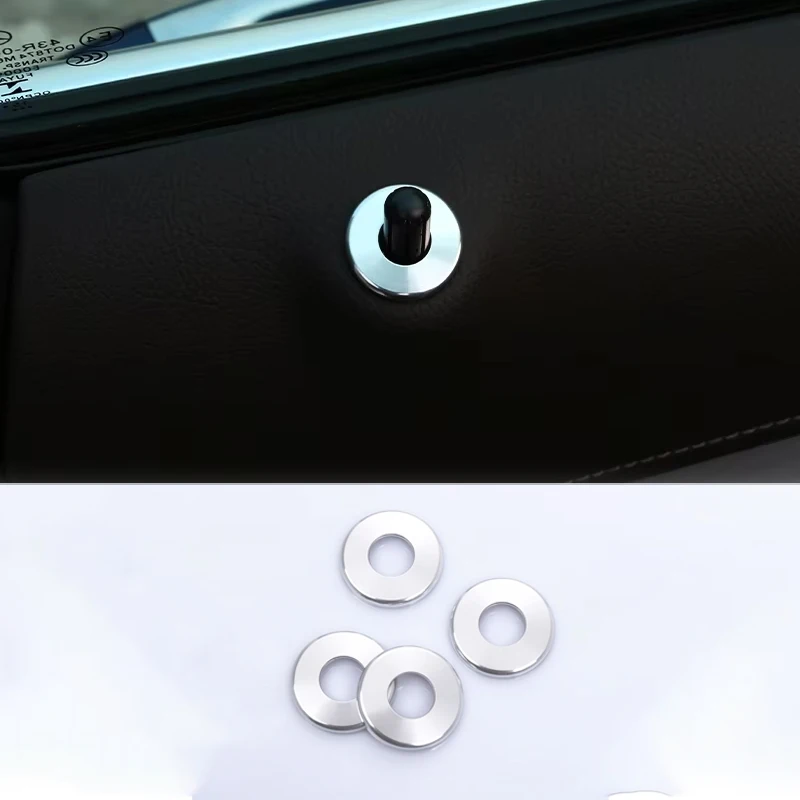Interior Accessories Aluminum Alloy Door Lock Pin Cover 4PCS For Mercedes New C Class E Class GLC 2015-2021