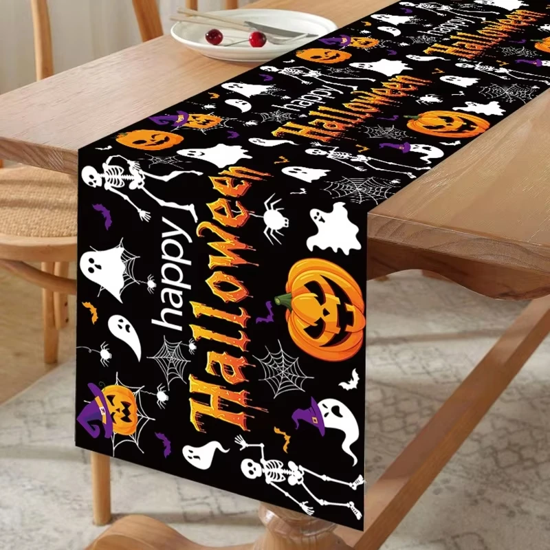 Halloween Table Runner Halloween Party Decoration Kids Favors Spooky Pumpkin Ghost Table Runner Trick or Treat Party Supplies