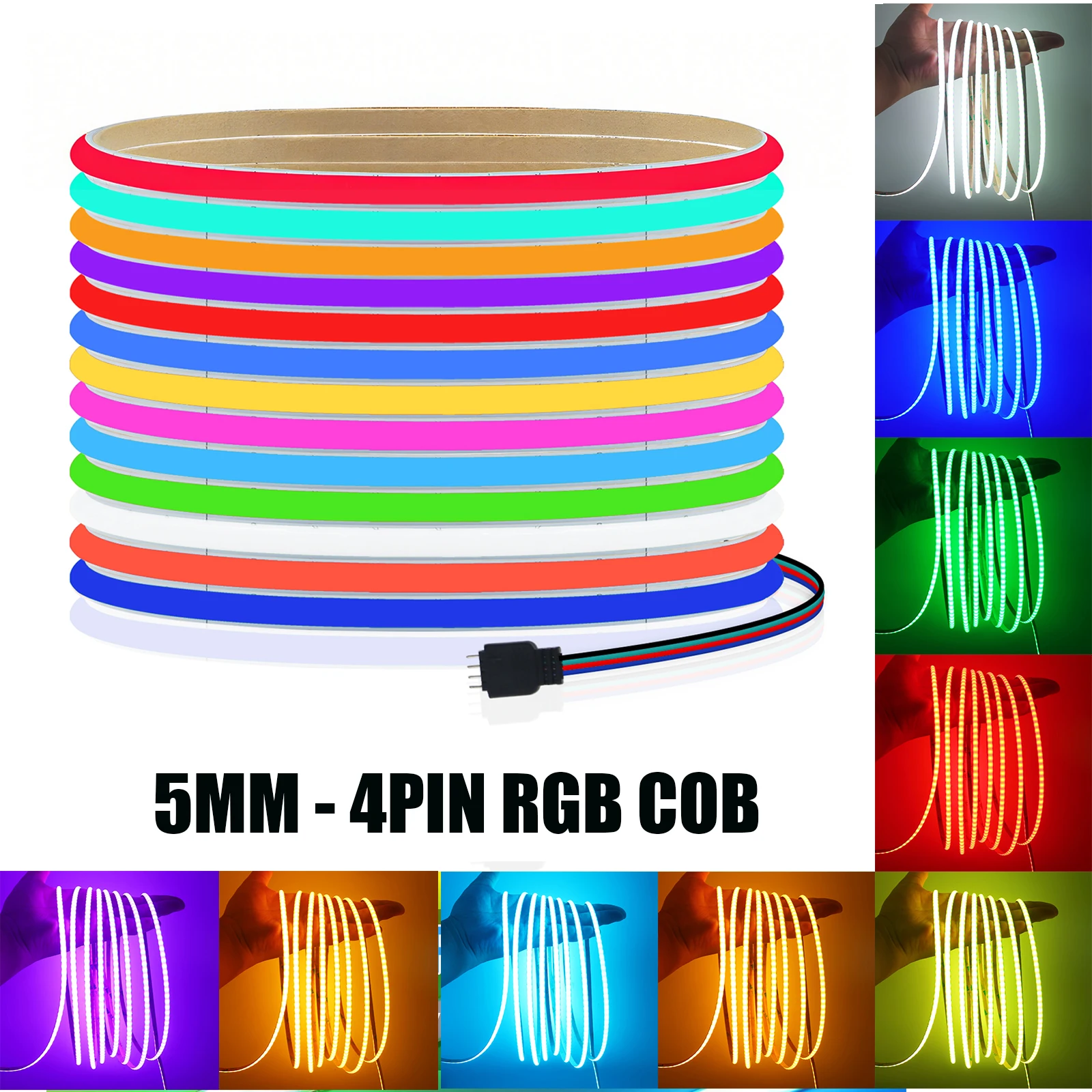 

PCB 5MM 4PIN RGB COB Strip IP20 Self Adhesive Flexible Ribbon Diode TV BackLight Room Decoration Led Lamp DC 12V 24V 0.5M-5M