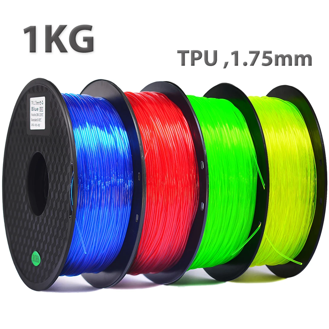 1KG 1.75mm Elastic Flexible TPU 3D Printer Filament Rubber Material Roll Flex Tpu Printing Materials Transparent Blue Red 1000g