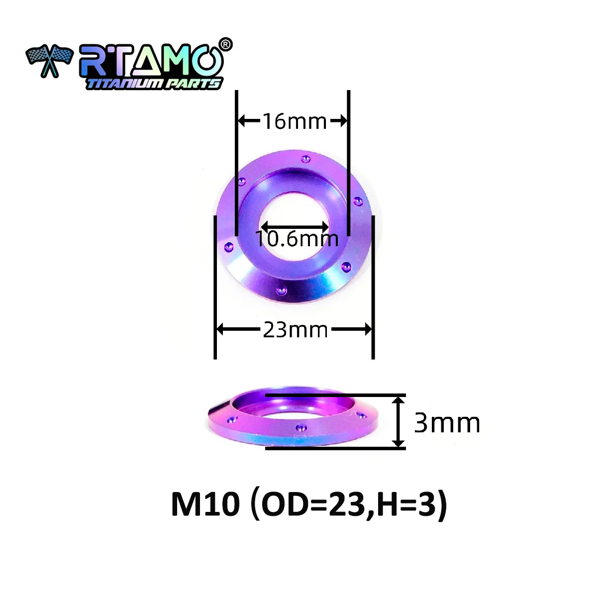 RTAMO Titan-Unterlegscheibe M5 M6 M8 M10 ausgefallene Stufendichtung für Fahrrad, Motorrad, Auto (1 Stück) – Detail 6