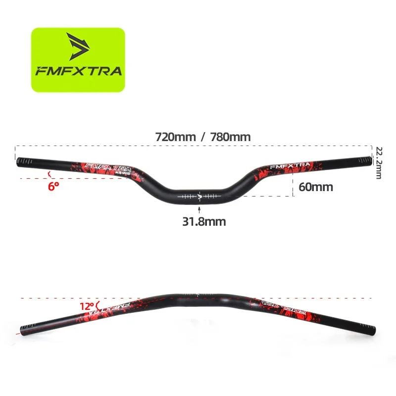 FMFXTRA Mountain Bike Aluminum Handlebar 31.8*780/720mm Swallow Handlebar Lift 60mm Road Handlebar Bike Accessories