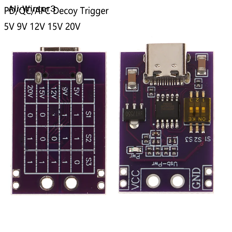 

1Pcs PD/QC/AFC Fast Charge Decoy Trigger Support 5V 9V 12V 15V 20V Fixed Voltage Output Type-C USB For Phone And Solar